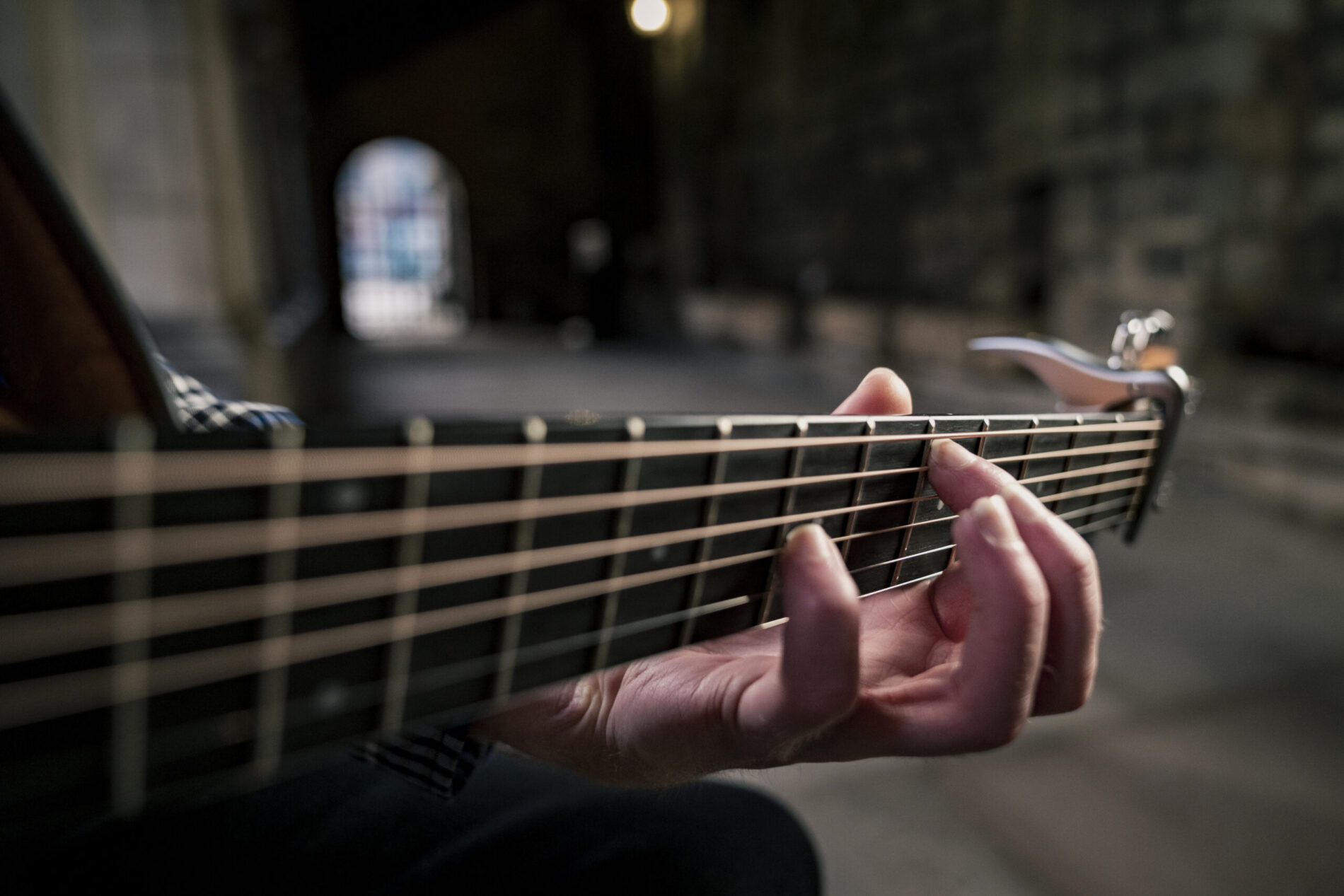 Guitar player in Paisley Abbey